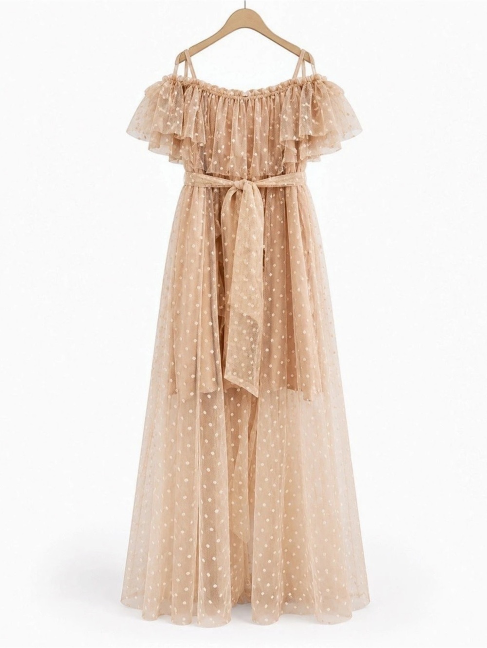Joyfolie Polka Dot Maxi Dress in Pink